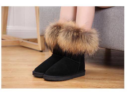 Women's Fox Fur Snow Boots