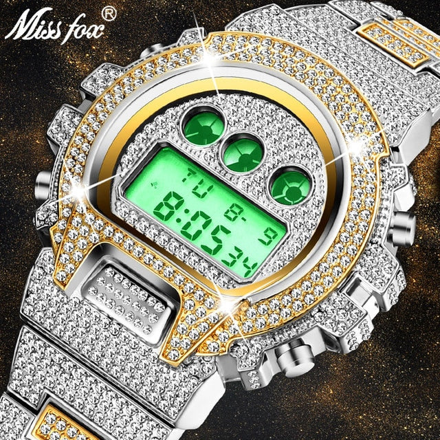 Digital Diamond Quartz Wristwatches