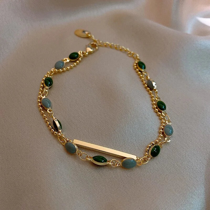 Green Crystal Charm Bracelets