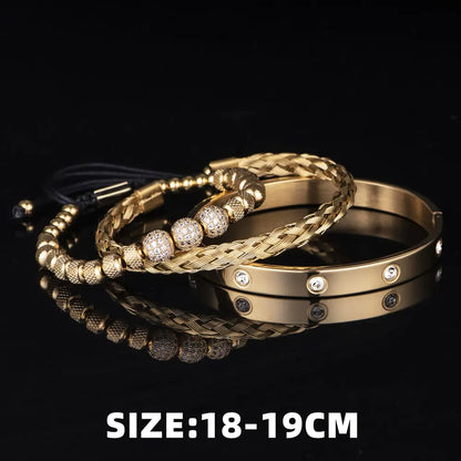 Luxury Micro Pave CZ Round Beads Royal Charm Men Bracelets