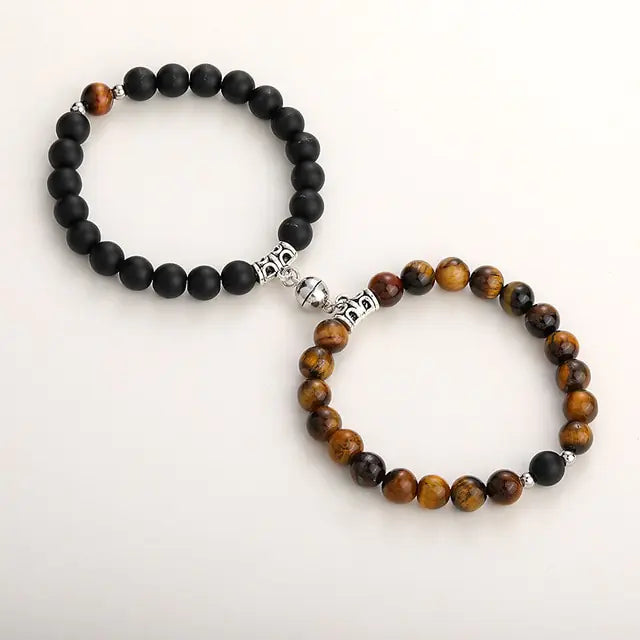 Natural Stone Beads Couple Magnetic Bracelets