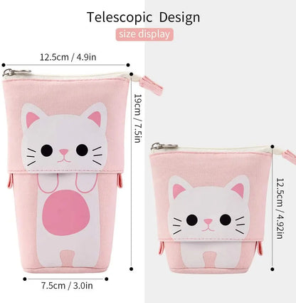 Kawaii Standing Pencil Case Cute Telescopic Pen Holder Stationery Organizer Pouch Pen Bag for School Students Boys Girls