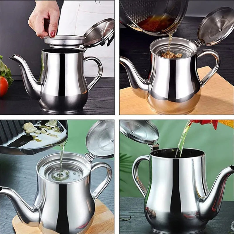 Filter Oil Pot Stainless Steel Household Leak-Proof Wine Pot Pouring Oil Bottle Seasoning Tank Kitchen Supplies Oz Pot Oil Tank