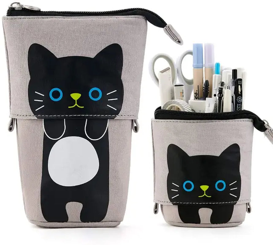 Kawaii Standing Pencil Case Cute Telescopic Pen Holder Stationery Organizer Pouch Pen Bag for School Students Boys Girls