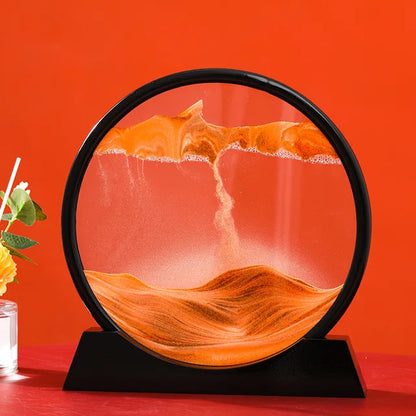 7/12 Inch Sandscape Moving Sand Art Picture round Moving Hourglass 3D Mountain Motion Display Flowing Sand Painting Home Decor