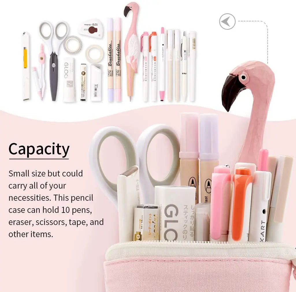 Kawaii Standing Pencil Case Cute Telescopic Pen Holder Stationery Organizer Pouch Pen Bag for School Students Boys Girls